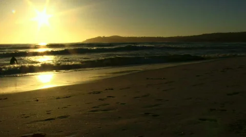 HD Beach Sunset and Surfer Video stock 420745
