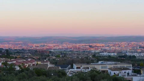 HD Beautiful time lapse of a view of Cordoba at nightfall Stock Footage 82618640