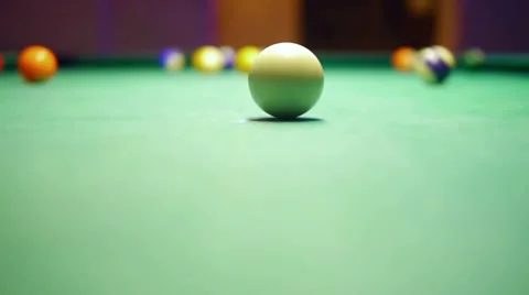 HD - Billiard ball hit the camera Stock Footage 13742877