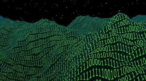 HD binary code animation of waves on a liquid planet Stock Footage 10728098