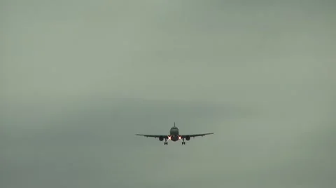 HD Birds flying in foreground of plane approaching to land Stock Footage 40648932