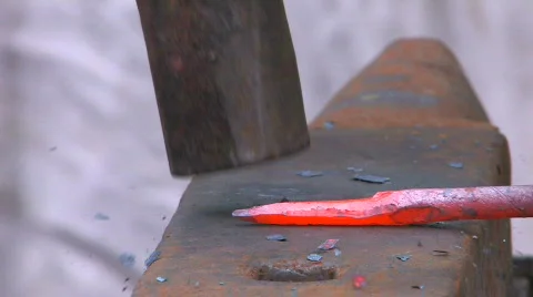 HD Blacksmith craft show, closeup Video stock 636844