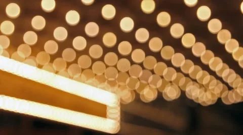 HD of blinking out of focus bokeh concert hall lights on broadway street 1080p Stock Footage