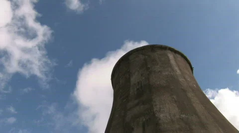 HD Bottom view of Coal burning power station Tower  Stock-Footage 742108