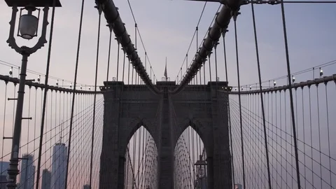 HD. Brooklyn Bridge. Sunset Stock Footage 98552689