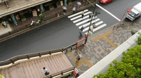 HD Busy Crosswalk from Above - Tokyo time lapse Stock Footage