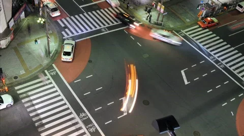 HD Busy Intersection from Above - Tokyo time lapse Video stock 308246