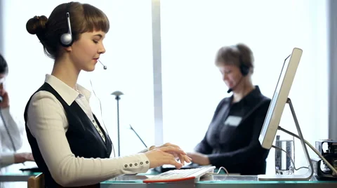 HD: call centre at work Video stock 6930587