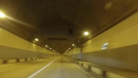 HD Car Driving Through The Tunnel Stock Footage