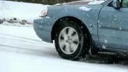 Hd Car Struggles And Slides Up Hill In Snow Storm Icy Roads Stock Footage