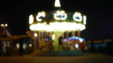 HD - Children's carousel. defocused Stock Footage 13741575