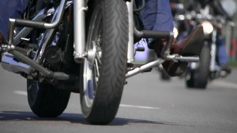 HD - Chopper motorcycles. Bottom view of a Bikers riding Stock Footage 107582158