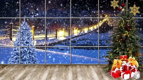 HD Christmas TV Virtual Studio Green Screen Background Snowflakes Vidéo 81734248