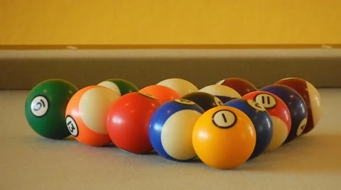 HD clip of a billiard ball triangle during the break shot Stock Footage 45309400