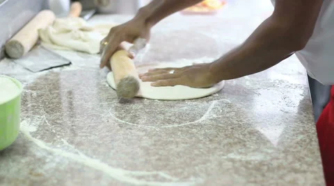 HD close up hand Chef preparing a pizza in kitchen Video stock 42852939