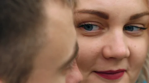 HD Close up shot of couple's faces looking into each other 스톡 동영상 96680598