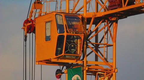 HD Close-up of working tower crane at sunset Video stock 908162