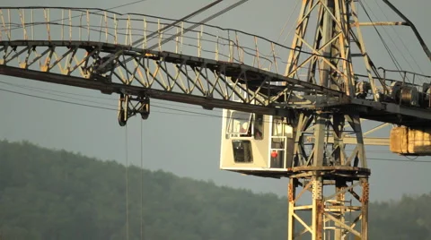 HD Close-up of working tower crane at sunset Video stock 908202