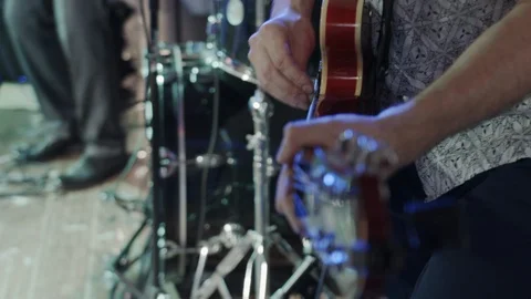 HD Closeup shot form side of a guitarist playing guitar Stock-Footage 94447333