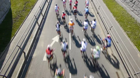 HD - Cycling Marathon. Top view Stock Footage 24608796