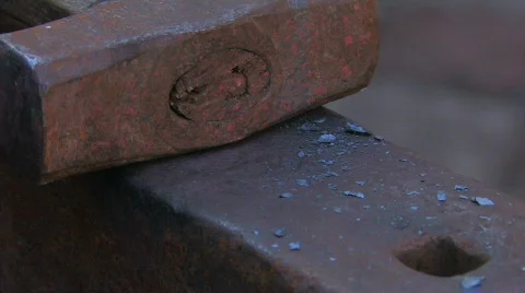 HD Demonstration of traditional blacksmith work, closeup Stock Footage 636930