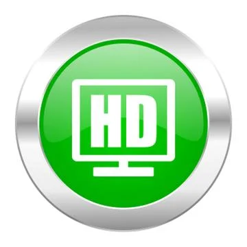 Hd display green circle chrome web icon isolated. Stock Illustration