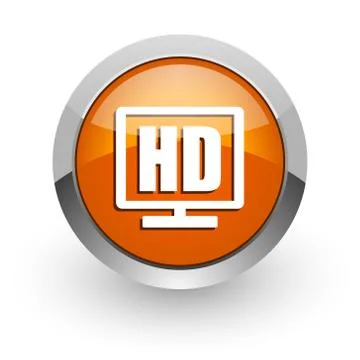 Hd display orange glossy web icon Ilustración de archivo