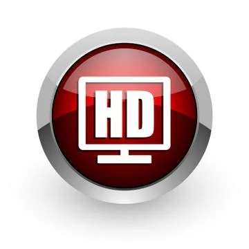 Hd display red circle web glossy icon. Stock Illustration