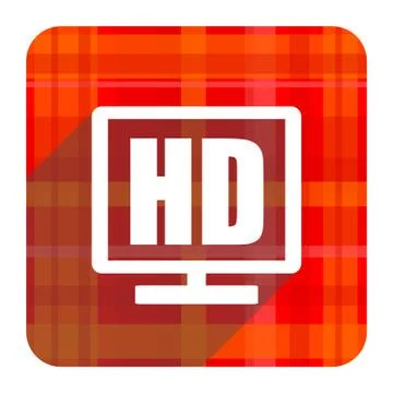 Hd display red flat icon isolated. Illustration