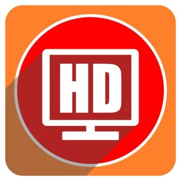Hd display red flat icon isolated. Stock Illustration