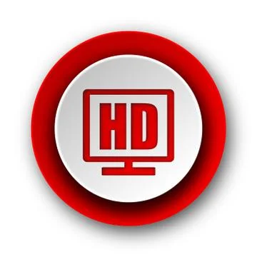 Hd display red modern web icon on white background. Stock Illustration