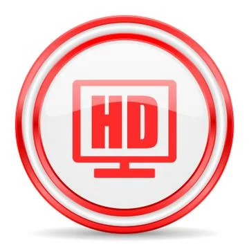 Hd display red white glossy web icon Stock Illustration