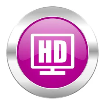Hd display violet circle chrome web icon isolated. Stock Illustration