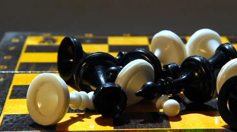 HD Dolly shot of old plastic chess Video stock 908113