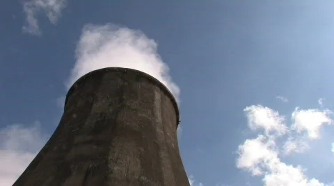 HD Dramatic view of power station tower Stock Footage 742133