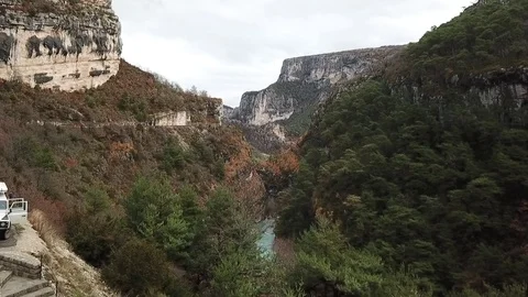 HD DRONE in country / Flight between the Gorge Stock Footage 112155389