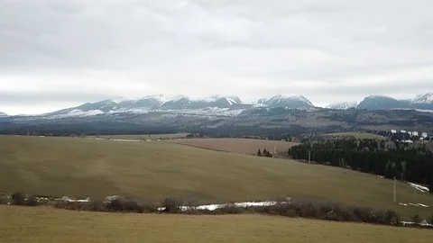 HD DRONE in country / Snowy mountains. Stock Footage 112153653