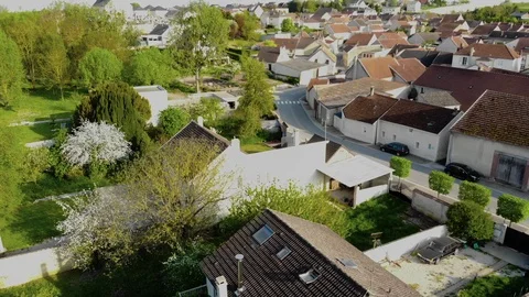 HD Drone Flight 360 over French village and houses Stock Footage 119399014