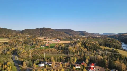 HD drone flight over forest, river, larvik Norway, Vestfold Stock Footage 181641610