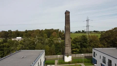 HD Drone Flight Over UK Refurbished Industrial Site Houses Stock Footage 254582315