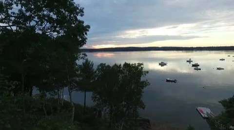 HD | Drone pan up over lake Stock Footage 66302133