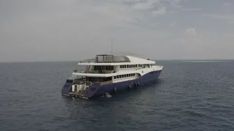 HD Drone shot Flying Over a Yacht in the Atlantic Ocean. LOG video 60 FPS Stock Footage 135957637