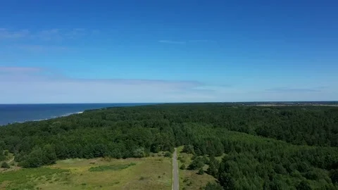 HD drone view of the forest and the baltic sea beautiful landscape Stock Footage 137967741