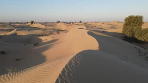 HD Dune flyover sunrise Dubai Stock Footage