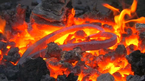 HD End-product in forge at blacksmith shop, closeup Stock Footage 636856