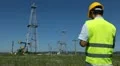 HD Engineer control at Fossil Fuel Energy, Oil Pump, Pumpjack, Old Pumping Unit HD Footage