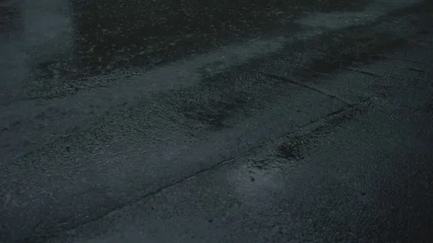 HD EXT DAY static falling rain on the road Stock Footage 73803035