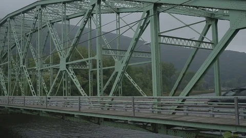 HD EXT DAY static steel bridge in traffic Stock Footage 73803045