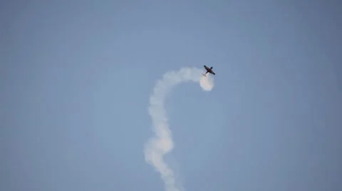 HD Extreme Sport, Aircraft Stunt Flight, Adventure, airplane, smoke, sync Stock Footage