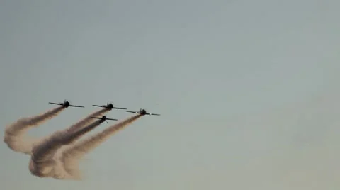 HD Extreme Sport, Aircraft Stunt Flight, Adventure, airplane, smoke, sync Stock Footage